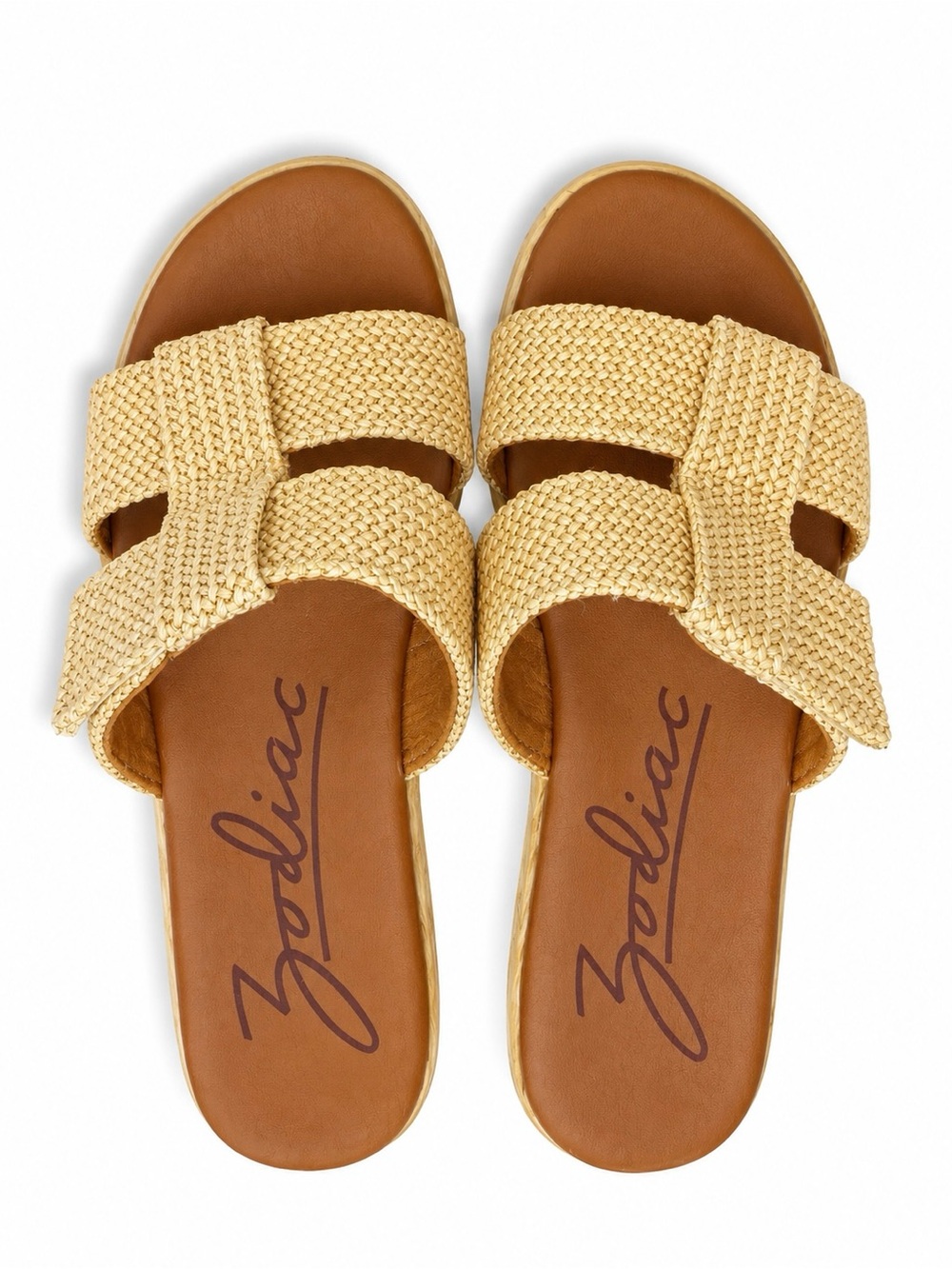 Zodiac Natural Woven Double-Strap Slide Sandal
